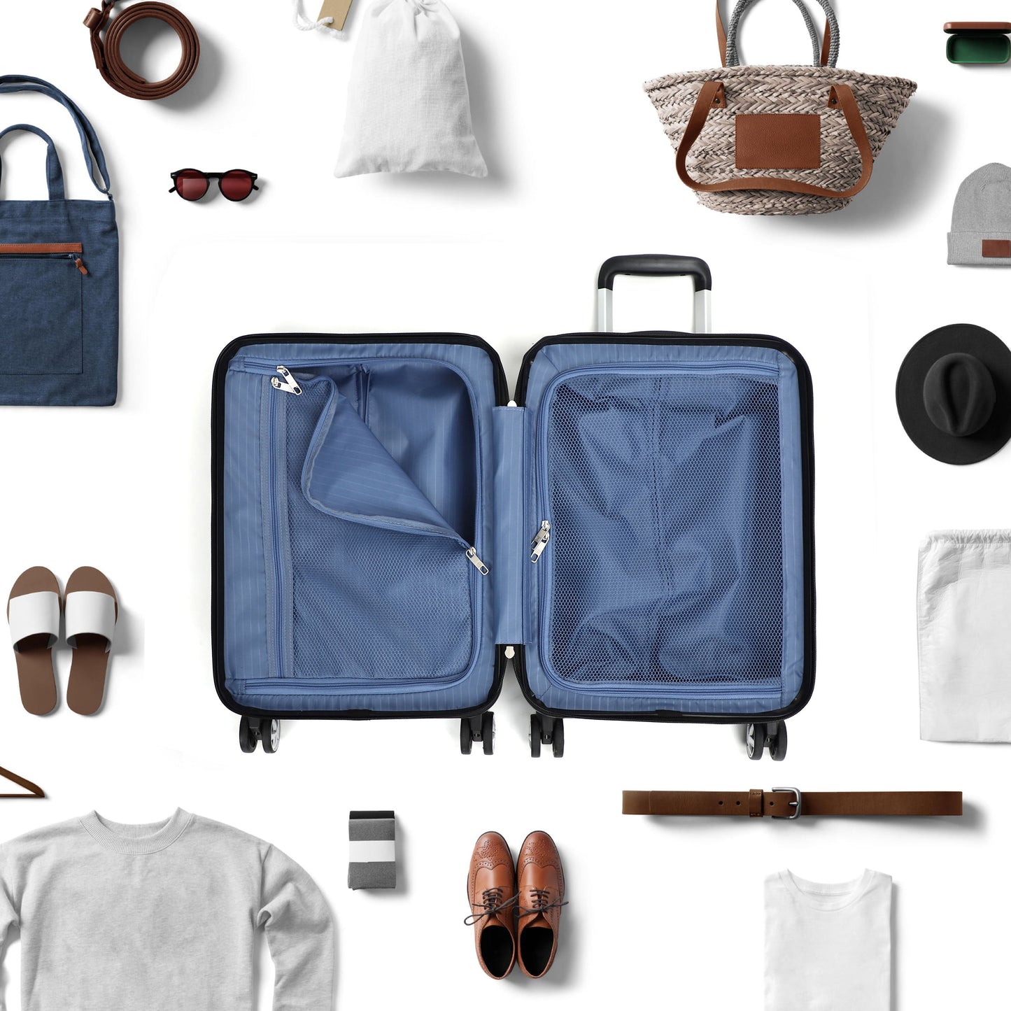 AIRLINE Hardside Luggage Sets With TSA Lock Front Opening 3-piece Suitcase